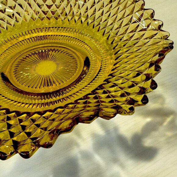 Vintage Amber Gold Federal Glass Bowl Decorative Ruffled Edges - Picture 4 of 4